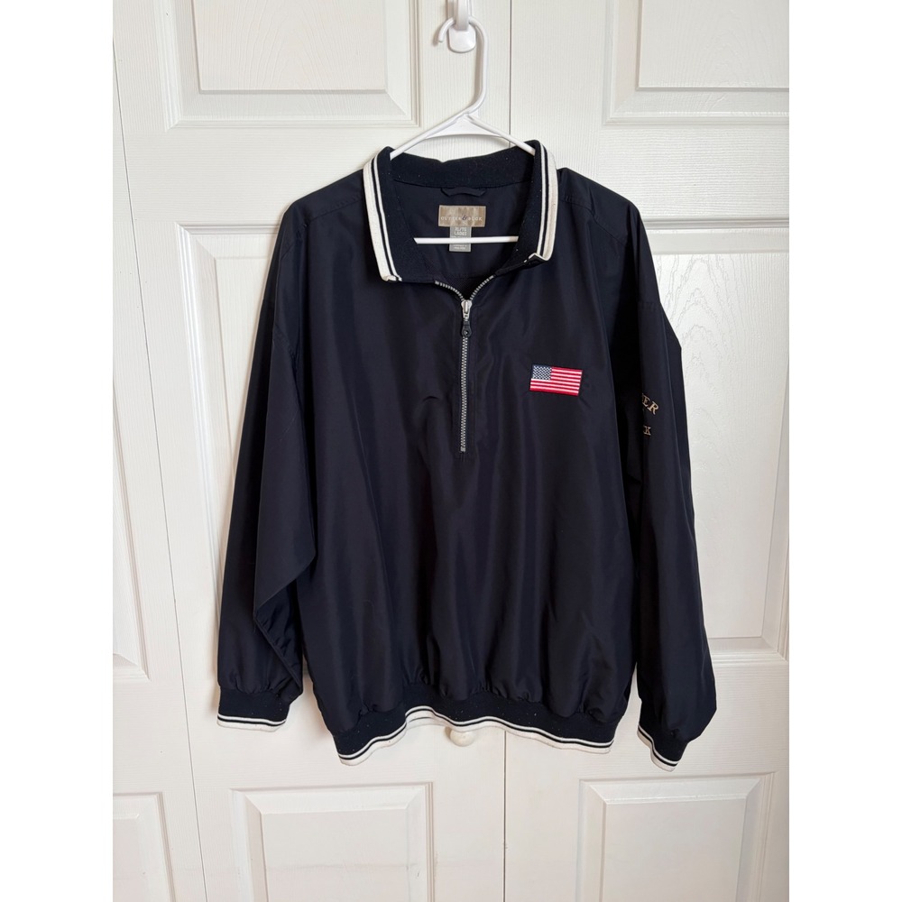 Cutter & Buck Womens XL Navy Blue Quarter‎ Zip Windbreaker American Flag Jacket